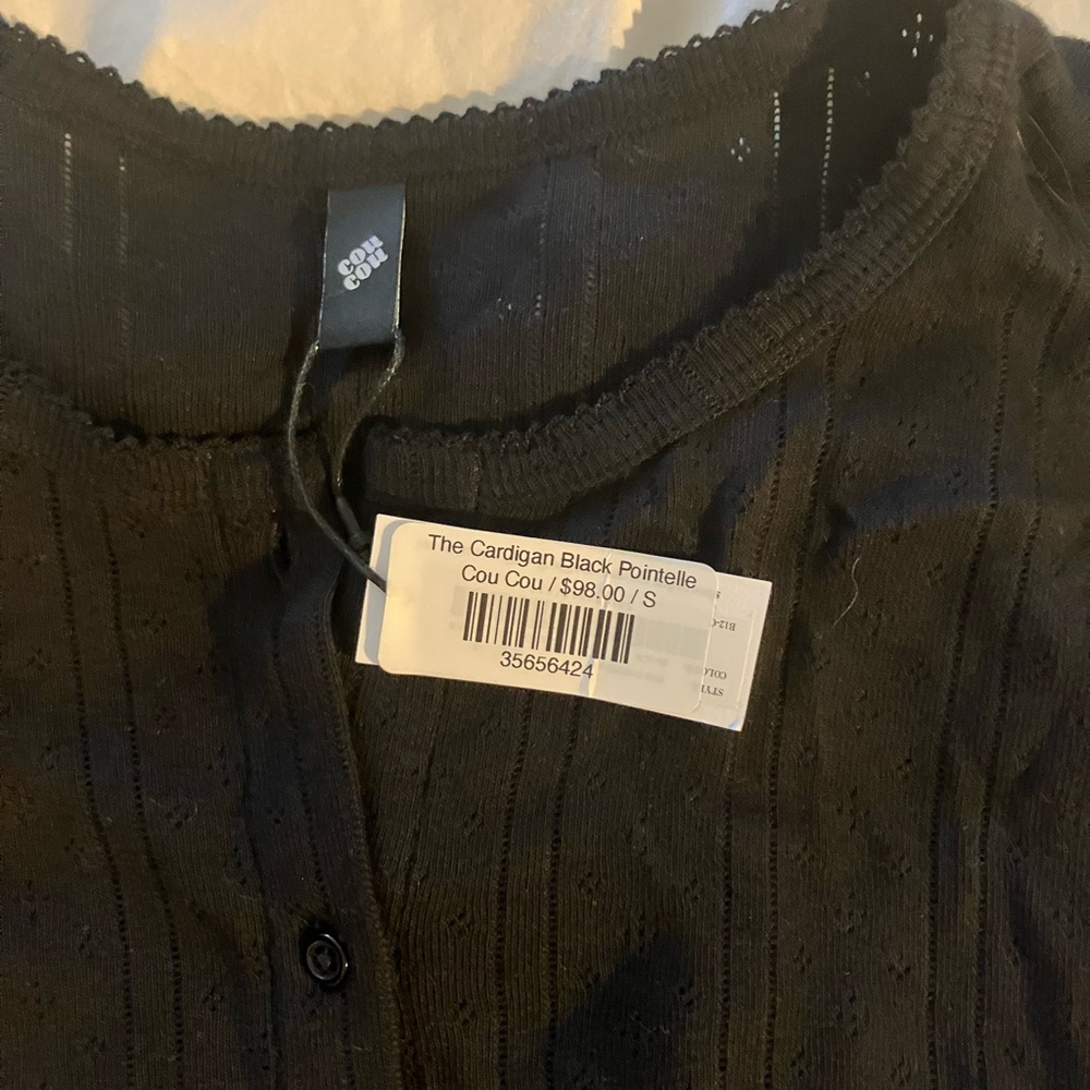 Cou Cou Black Pointelle Cardigan